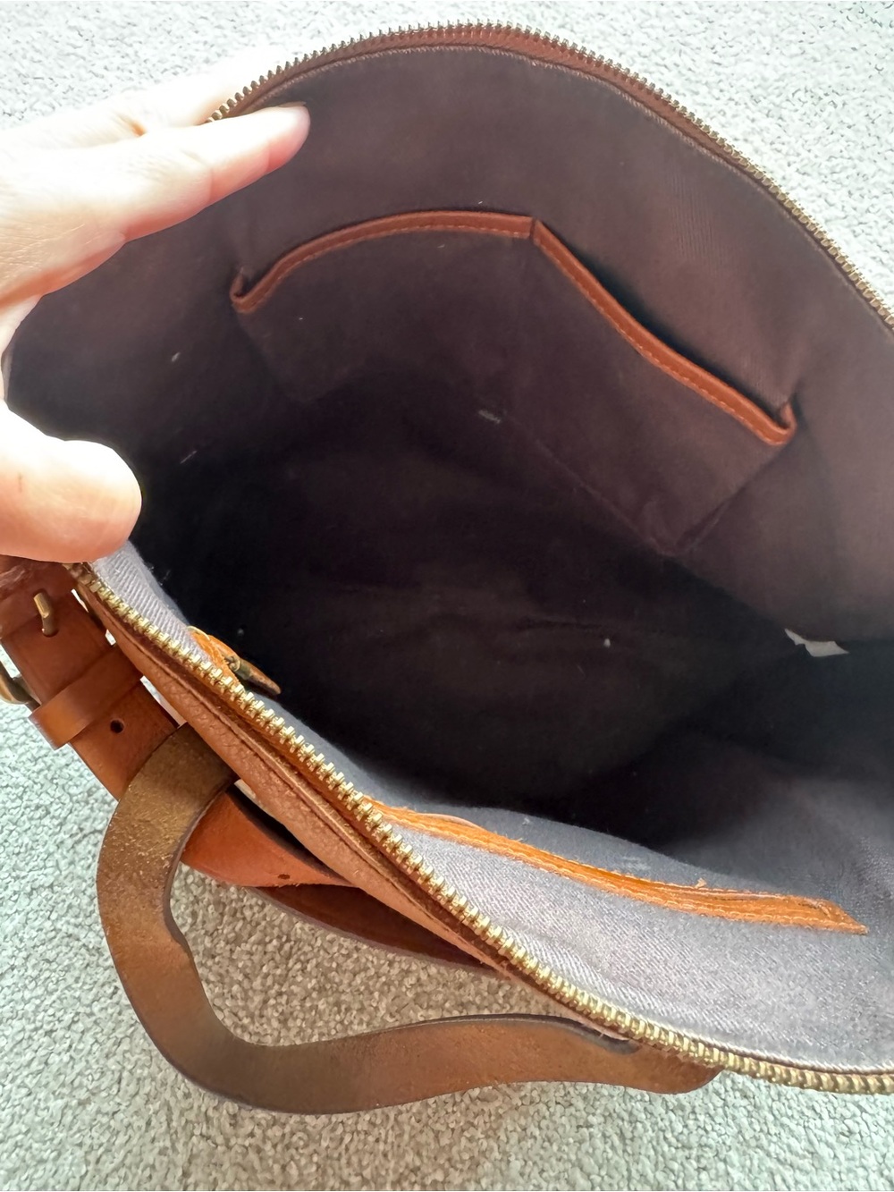 Madewell Brown Zip top Transport Leather Tote Bag - Picture 5 of 9